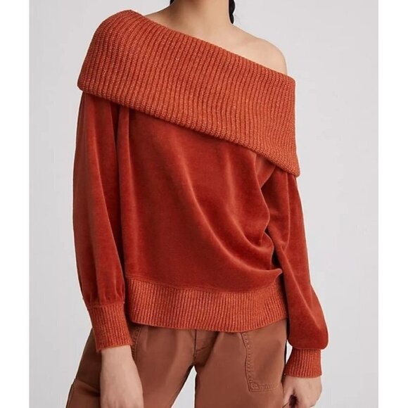 ANTHROPOLOGIE DAILY PRACTICE ONE-SHOULDER PULLOVER RUST Size: XS - Picture 2 of 5